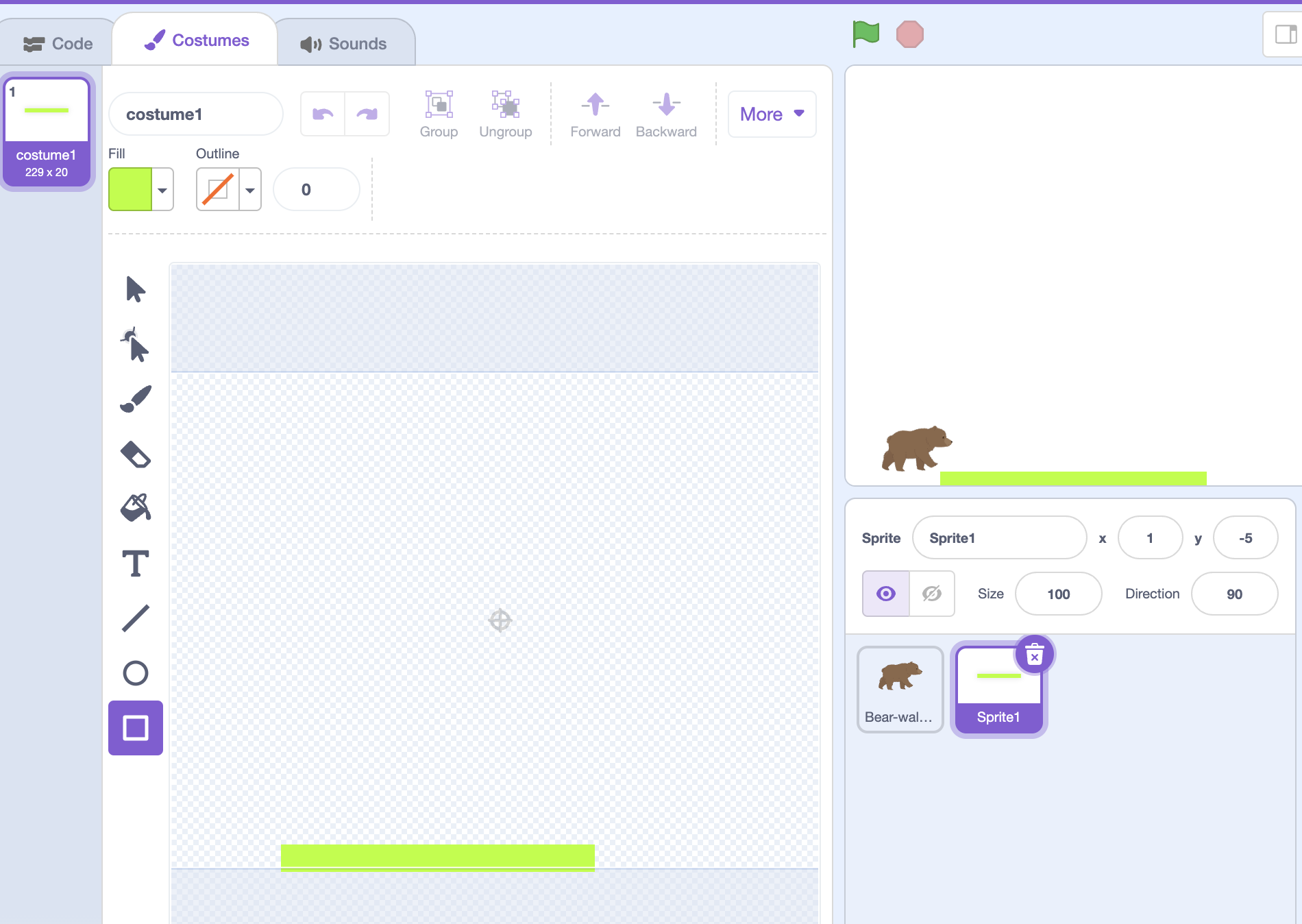 Drawing a Rectangle in Paint Editor