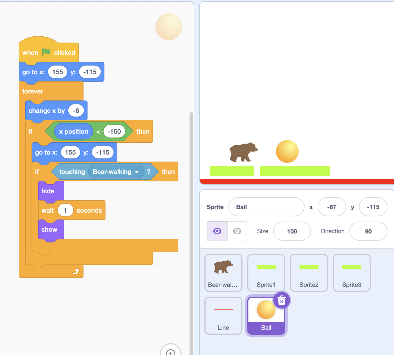Coin Collection Code - Scrolling Ball Sprite